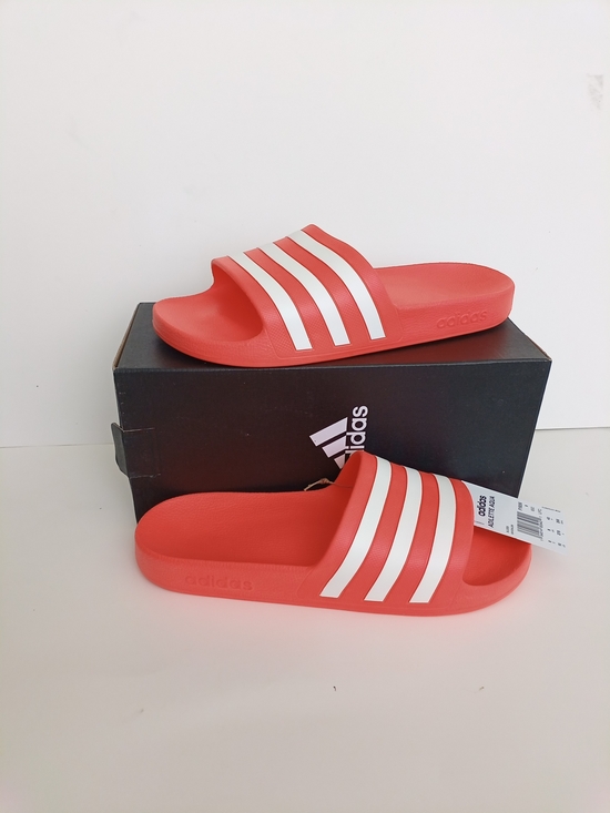 adidas Shoes - adidas Adilette Aqua Orange Slide Sandals with White Stripes  Women's Size US 10